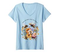 Womens Save The Bees, Save The World. Bee-Themed V-Neck T-Shirt