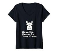 Womens Save The Drama Llama Funny Saying for Fans Design V-Neck T-Shirt
