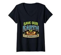 Women's Save The Earth for Our Kids | Earth Day Conservation Gift V-Neck T-Shirt