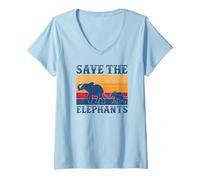 Womens Save the Elephants V-Neck T-Shirt