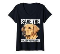 Women's Save THE Golden Retrievers Funny Dog Lover V-Neck T-Shirt