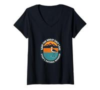 Womens Save The Great Salt Lake Utah's Natural Wonder Conservation V-Neck T-Shirt