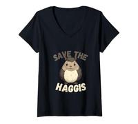 Womens Save the haggis Scottish humour 5 V-Neck T-Shirt
