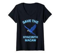 Women's Save The Hyacinth Macaw Cute Exotic Bird V-Neck T-Shirt