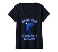 Women's Save The Hyacinth Macaw Cute Exotic Bird V-Neck T-Shirt