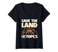 Womens Save The Land Octopus Tarantula Conservation Humor V-Neck T-Shirt
