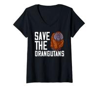 Womens Save the Orangutans Gift Funny Baby Monkey Island V-Neck T-Shirt