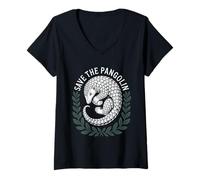 Womens Save the Pangolin Ant Eater Anteater Save the Pangolins V-Neck T-Shirt