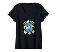 Women's Save The Planet, go Vegan V-Neck T-Shirt