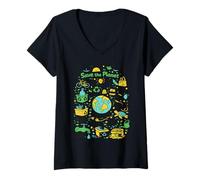 Women's Save The Planet Recycling Earth Day V-Neck T-Shirt
