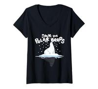 Womens Save The Polar Bears Climate Awareness Earth Day V-Neck T-Shirt