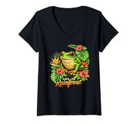 Women's Save The Rainforest Red-Eyed Tree Frog V-Neck T-Shirt