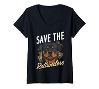 Women's Save THE Rottweilers Rescue Awareness V-Neck T-Shirt