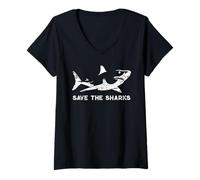 Women's Save The Sharks Shark Conservation Lover Ocean Week Support V-Neck T-Shirt