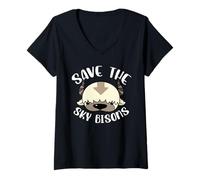Womens Save The Sky Bisons Funny Bison Anime Kawaii V-Neck T-Shirt