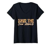 Womens Save The Snow Leopards for Big Cat Lovers Clothing V-Neck T-Shirt