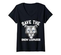 Womens Save The Snow Leopards for Big Cat Lovers Clothing V-Neck T-Shirt