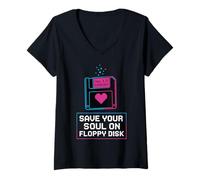 Womens Save Your Soul On Floppy Disk Ver 1.0 Forever V-Neck T-Shirt