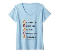 Women's Saved by Grace Alone Aesthetic Faith Elegant Christian Grace V-Neck T-Shirt