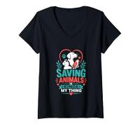 Women's Saving Animals is Kinda My Thing V-Neck T-Shirt