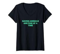 Womens Saving Animals One Paw at A Time V-Neck T-Shirt