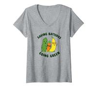Womens Saving Batteries Going Green Naughty Women's Raunchy V-Neck T-Shirt