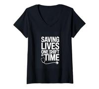 Women's Saving Lives One Shift At Time Nurse Doctor V-Neck T-Shirt