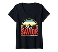 Womens SAVIOR. ISAIAH 43:11 BIBLE CHRISTIAN V-Neck T-Shirt