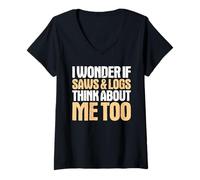 Women's Sawmill Operator I Wonder If V-Neck T-Shirt