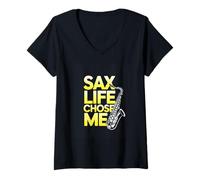 Women's Sax Life Chose Me Funny Saxophone Player V-Neck T-Shirt