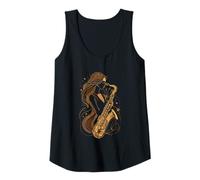 Womens Saxophone Girl Drawing Marching Band Tank Top