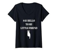 Womens SAY Hello to My Little Friend Funny V-Neck T-Shirt