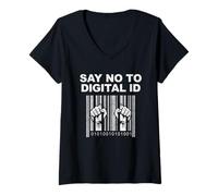 Womens Say No to Digital ID UK British Freedom Activism V-Neck T-Shirt