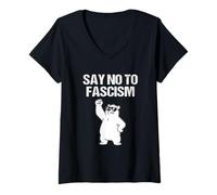 Women's Say No to Fascism Anti Authoritarian Protest Freedom V-Neck T-Shirt