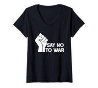 Womens Say No To War No War With Iran No Nukes World Peace V-Neck T-Shirt