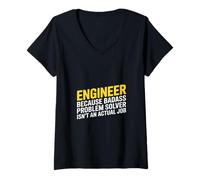 Women's Saying Problem Solver Isn't an Actual Job Engineer V-Neck T-Shirt