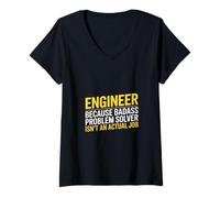 Women's Saying Problem Solver Isn't an Actual Job Engineer V-Neck T-Shirt