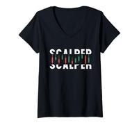 Women's Scalper Distressed Trading Chart Style - Scalping Trader V-Neck T-Shirt