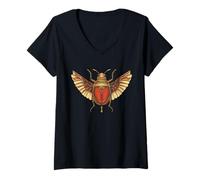 Womens Scarab Beetle | Scarabaeus Insect Bug Egypt Mythology V-Neck T-Shirt