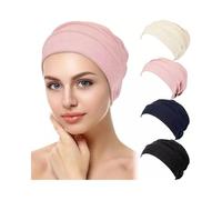 Women's Scarf Hat Hijab Stretch Cancer Chemo Cap Muslim Hair Loss Plain Turban (White)