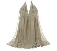 Women's Scarf Hijab Chiffon Georgette Handmade Soft Premium Quality Sarong Shawl Maxi Plain Wrap Solid Colours Made in Dubai (Olive Green)