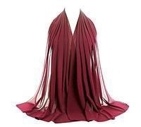 Women's Scarf Hijab Chiffon Georgette Handmade Soft Premium Quality Sarong Shawl Maxi Plain Wrap Solid Colours Made in Dubai (Blush)