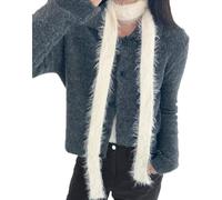Women's Scarf Long Slim Neckerchief Thin Knitted Scarf Striped Fluffy Long Furry Belt Shaggy Tie Hair Band Winter Scarf Y2k for Girls Casual Travel Photography (185 cm), beige, 185cm
