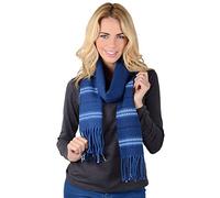 Womens Scarf Long Soft Woven Checked Design Twist Fringe Scottish Hebrides Tweed Pattern Ladies Autumn Winter Fashion (Harris (Blue))