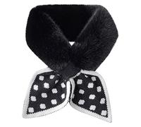 Women's Scarf Retro Bow Knot Neck Polka Dot Cross Neck Cute Fluffy Plush Scarf Thickened Plush Collar Scarf Shawl Women's Warm Scarf Winter Gift