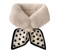 Women's Scarf Retro Bow Knot Neck Polka Dot Cross Neck Cute Fluffy Plush Scarf Thickened Plush Collar Scarf Shawl Women's Warm Scarf Winter Gift
