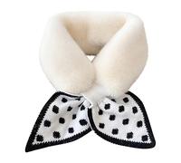 Women's Scarf Retro Bow Knot Neck Polka Dot Cross Neck Cute Fluffy Plush Scarf Thickened Plush Collar Scarf Shawl Women's Warm Scarf Winter Gift