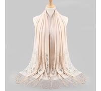 Womens Scarfs-Ladies Scarves-Women Hijab Muslim Tassel Long Stole Shawl Hollow Wrap Lace Scarf Scarf (Beige, One Size)