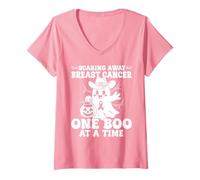 Womens Scaring Away Breast Cancer One Boo at A Time V-Neck T-Shirt