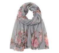 Womens Scarves Fashion Women's Printed Foral Long Scarf Muslim Headscarf Thin Summer Scarf Silk Scarf Scarf for Dresses for Women (Beige, One Size)